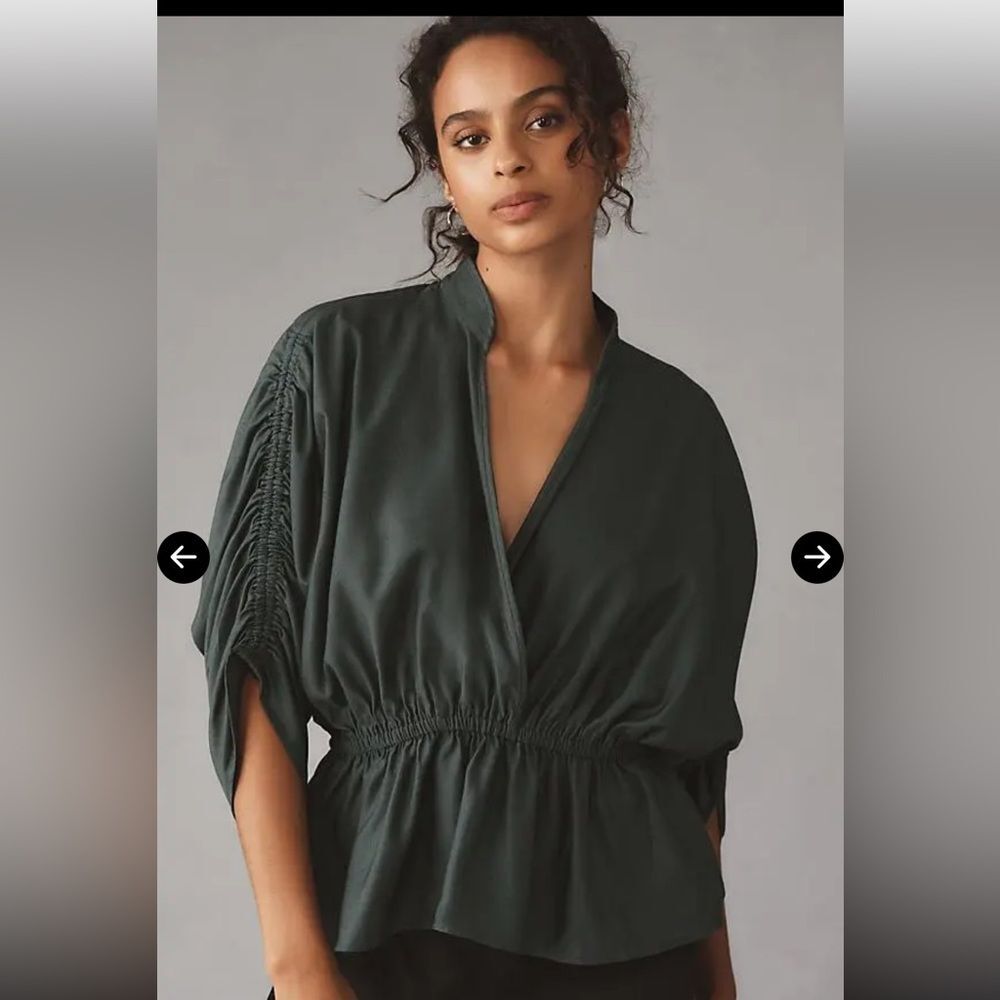 Anthropologie Maeve Ruched Peplum Top Sizs XS